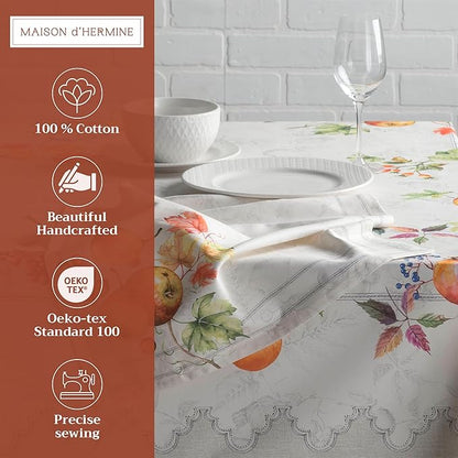 Maison d' Hermine Cloth Napkins Set of 4 100% Cotton for Thanksgiving Christmas Decorations Everyday Reusable Square Fall Napkins Cloth Washable Dinner Party (Fruit D'Hiver, 20"x20")