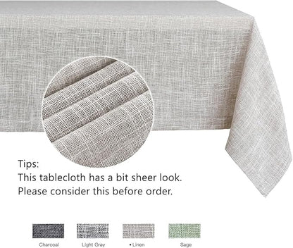 maxmill Flaxy Faux Linen Table Cloth with 2-Tone Slubby Texture Wrinkle Free Anti-Shrink Soft Tablecloth Decorative for Kitchen Dining Tabletop Outdoor and Indoor Use Rectangle 60 x 104 Inch Linen