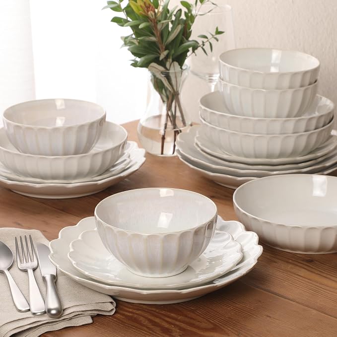Gibson Elite Malibu Shore 16 Piece Scallop Stoneware Reactive Glaze Ceramic - Image 6