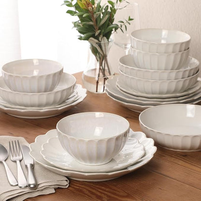 Gibson Elite Malibu Shore 16 Piece Scallop Stoneware Reactive Glaze Ceramic - Image 6