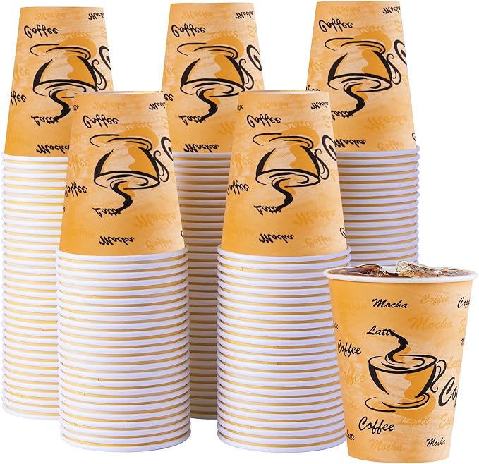 Lamosi 180 Pack 12 oz Coffee Cups, Disposable Paper Cups No Lids | Leakproof by BuyNow