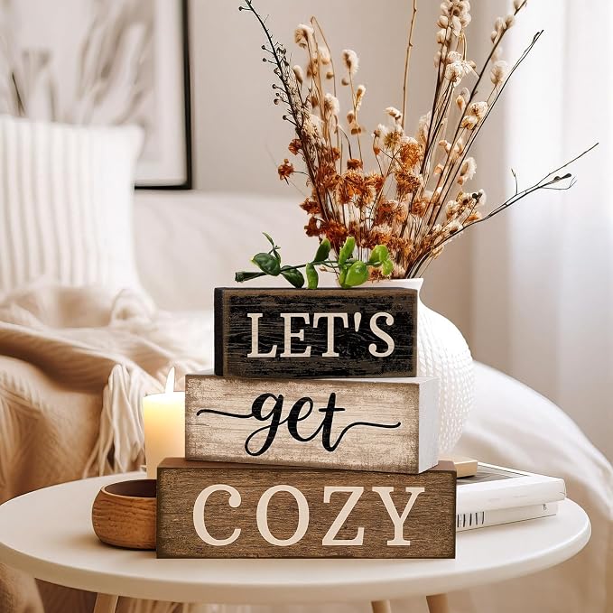 Moucuny 4 Pcs Farmhouse Table Decor Inspirational Wooden Signs Rustic - Image 7