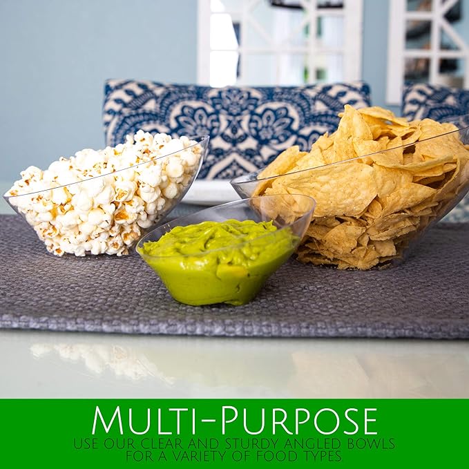 PLASTICPRO Disposable Angled Plastic Bowls Round Medium Serving Bowl, Elegant - Image 4