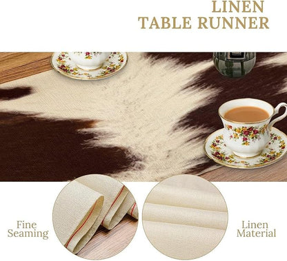 Cow Skin Print Table Runner, Rustic Farmhouse Cottage Animal Fur Skin Western - Image 5