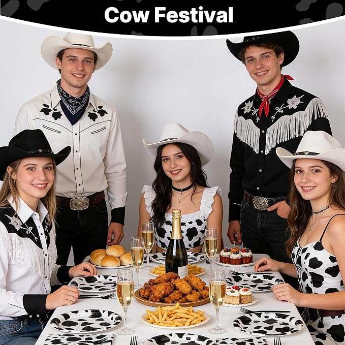 100 Pcs Disposable Black Cow Print Tableware Set - Image 4