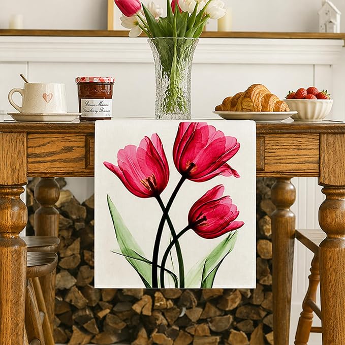Floral Table Runner Mode Flowers Spring Summer Table Runner Seasonal Table - Image 5