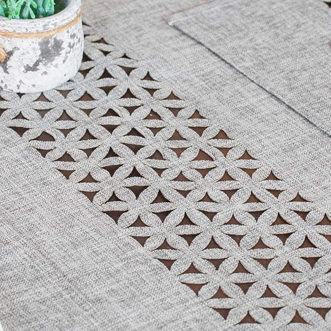 ARTABLE Gray Rectangle Fabric Table Runner Finished Edge 16 x 104 Inch | - Image 4