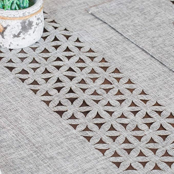 ARTABLE Gray Rectangle Fabric Table Runner Finished Edge 16 x 120 Inch | - Image 4