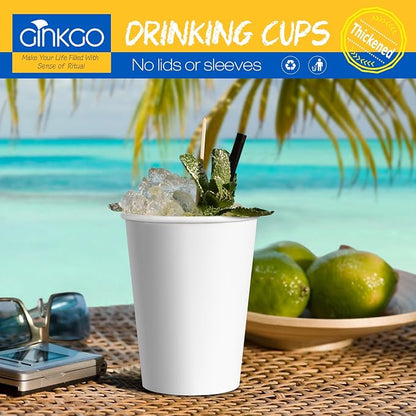 Ginkgo 200 Count 12 oz Disposable Thickened Paper Coffee Cups | Leak Proof - Image 6