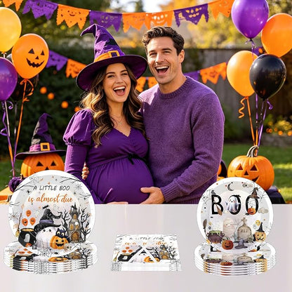 96 Pcs A Little Boo Is Almost Due Halloween Baby Shower Decorations, Ghost - Image 7