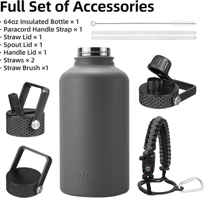BJPKPK 64oz Insulated Water Bottle, Half Gallon Water Jug - Image 3