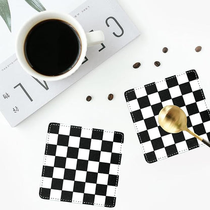 Marble Coasters Square Leather Drinks Coaster Set - Image 6