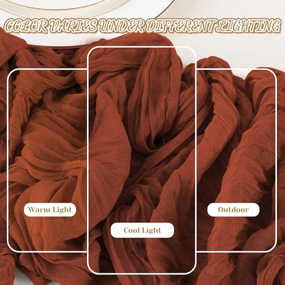 2 Pack Cheesecloth Table Runner, 120 Inch Terracotta Table Runner - Image 7
