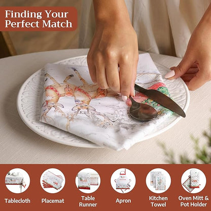 Maison d' Hermine Cloth Napkins Set of 4 100% Cotton for Thanksgiving Christmas Decorations Everyday Reusable Square Fall Napkins Cloth Washable Dinner Party (Christmas Tradition, 20"x20")