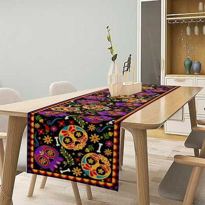 Mexican Fiesta Table Runner Decoration Skull Cinco De Mayo Dia De Los Muertos - Image 4