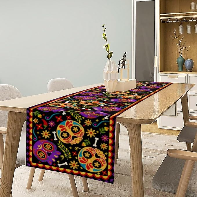 Mexican Fiesta Table Runner Decoration Skull Cinco De Mayo Dia De Los Muertos - Image 4