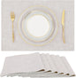 homing Cotton Linen Placemats Set of 6, Cloth Washable Farmhouse Dining Table Mats for Indoors & Outdoors, Easy to Clean, Neutral Beige, 13 x 19 Inch