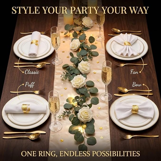 Gold Napkin Rings Set of 10 - Image 3