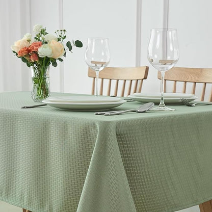 maxmill Tablecloth Weaved Texture Stain Resistant Waterproof, Wrinkle Resistant Washable Table Cloth, Fabric Table Cover for Dining Room, Indoor Outdoor Use, Rectangle 60 x 120 Inch, Sage Green