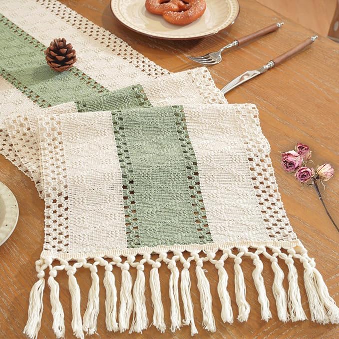 Sage Green Table Runner 108 Inches Long by Niviy