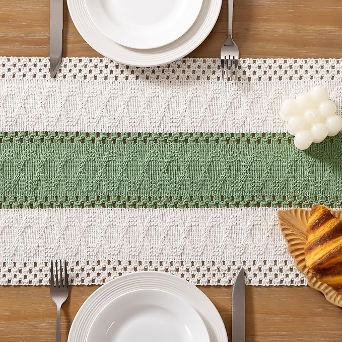 Boho Table Runner Summer Farmhouse Rustic Dining Dresser Scarf Home Decor | - Image 3