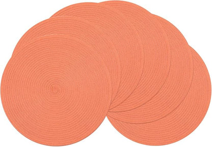 SHACOS Round Braided Placemats Set of 6 Washable Cotton Polyester Round by SHACOS