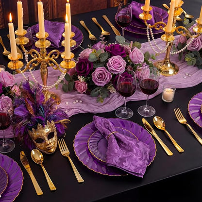 YOUBET 125PCS Clear Purple Plastic Plates - Image 3