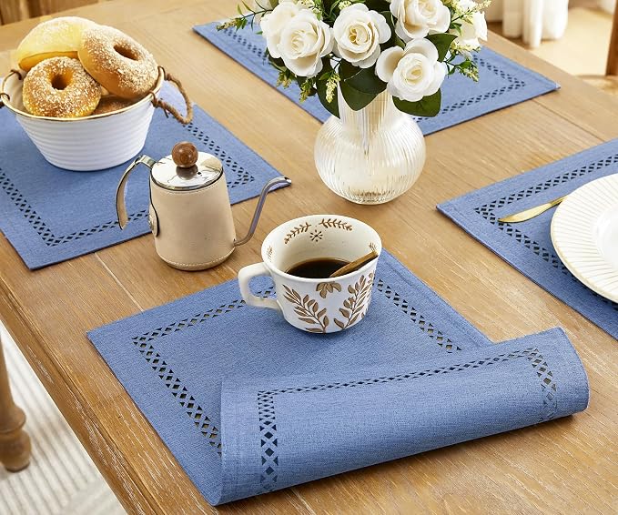 Farmhouse Burlap Place Mats, 12 x 18 Inch | Double Layer, Thick Textured - Image 4