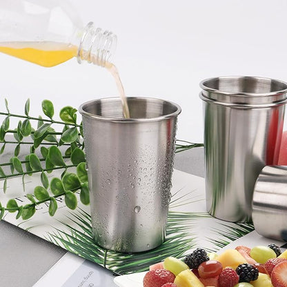 4 Pack Stainless Steel Cups, 12oz Stainless Steel Drinking Glasses, Metal Cups - Image 4