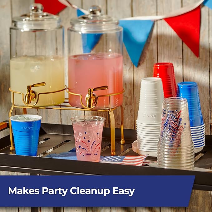 Hefty Party On Disposable Party Cups, Patriotic Color Pack, 76ct | American - Image 3