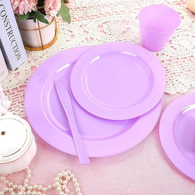 KIRE 150 PCS Purple Plastic Plates - Image 9