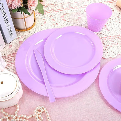 KIRE 150 PCS Purple Plastic Plates - Image 9