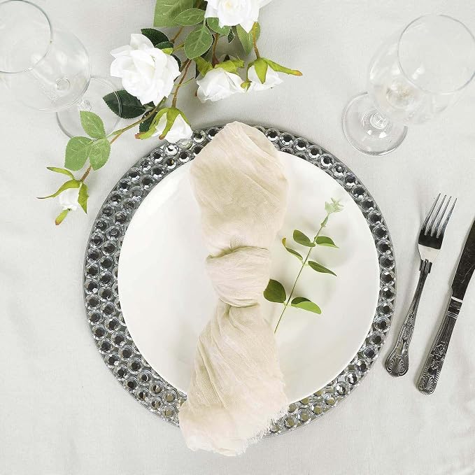 Efavormart 5 Pack 24"x19" Cream Matte Gauze Cheesecloth Napkins, Organic Cotton - Image 5