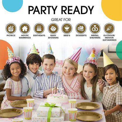Gold Plastic Plates For Party 10" Gold Disposable Plates Heavy Duty 100 Pcs Plastic Dinnerware Sets Heavy Duty 350 GSM Disposable Dinnerware Set