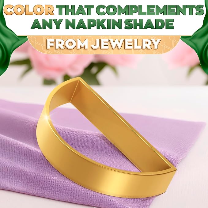 Gold Napkin Rings Set of 10, Modern Semicircle Holders - Image 7
