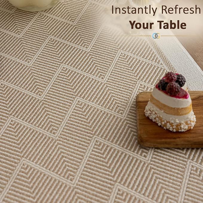 Farmhouse Boho Rustic Neutral Table Runner Decor - Image 2