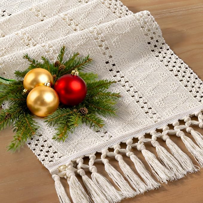 Boho Table Runner Summer Farmhouse Rustic Dining Dresser Scarf Home Decor | - Image 3
