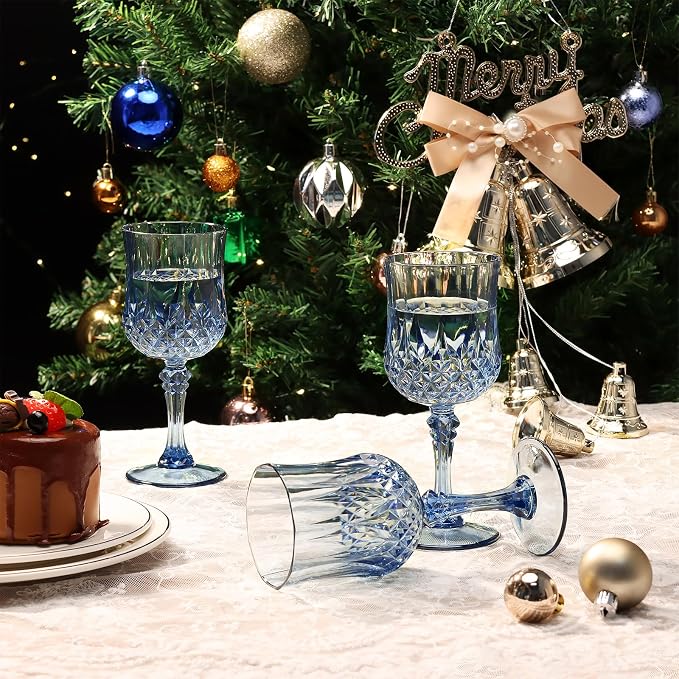 XUWAIDSGN 7oz Plastic Vintage Wine Glasses Drinking Glasses Unbreakable Wedding - Image 7