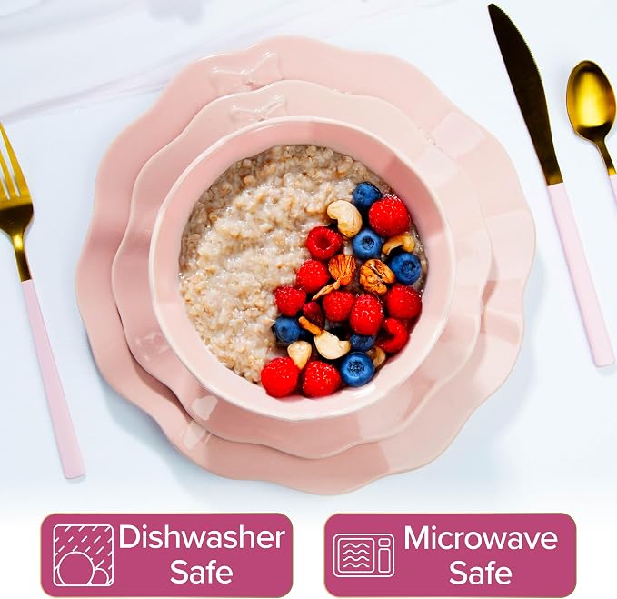 Paris Hilton 12-Piece Dinnerware Set, Embossed Bow Design, Iconic Ceramic - Image 3