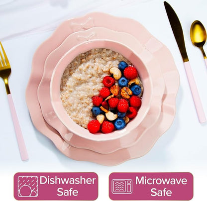 Paris Hilton 12-Piece Dinnerware Set, Embossed Bow Design, Iconic Ceramic - Image 3