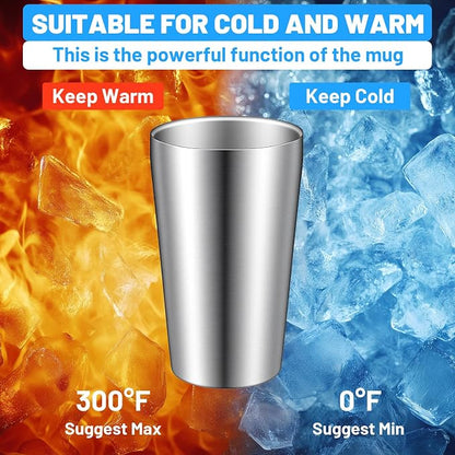 4 Pcs 12 oz Stainless Steel Pint Cups Shatterproof Cup Double Wall Vacuum Small - Image 5
