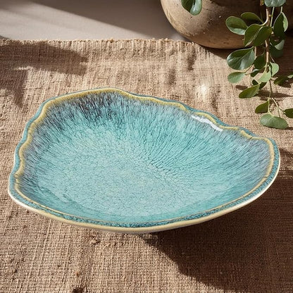 Green Ceramic Decorative Bowl – 12 In Fruit Bowl, Candy Dish, Key Bowl for Entryway Table, Trinket Dish, Ring Dish, Jewelry Tray, Porcelain Catchall for Kitchen, Bedside, Living Room Home Decor