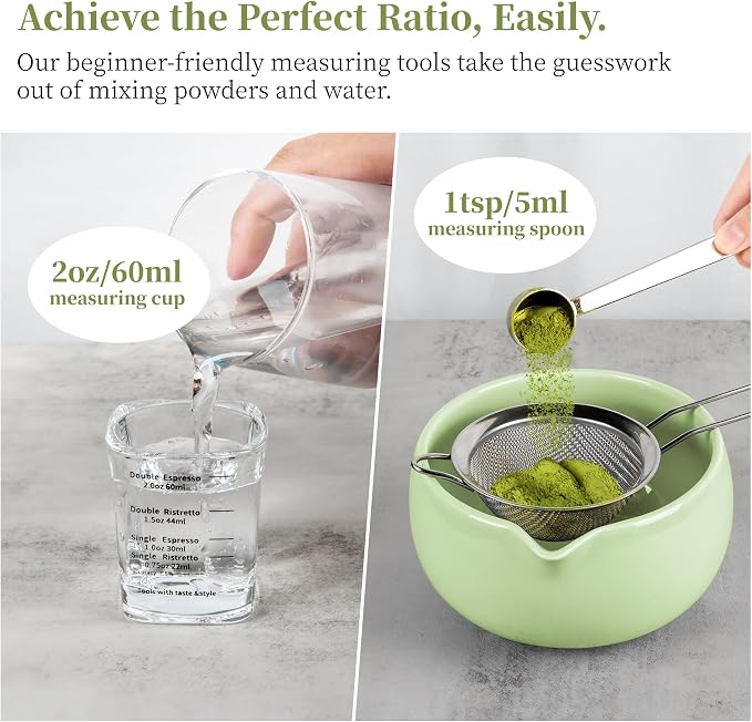 YIBO Matcha Whisk Set, Matcha Kit Bamboo Whisk and Ceramic Bowl - Image 4