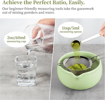 YIBO Matcha Whisk Set, Matcha Kit Bamboo Whisk and Ceramic Bowl - Image 4