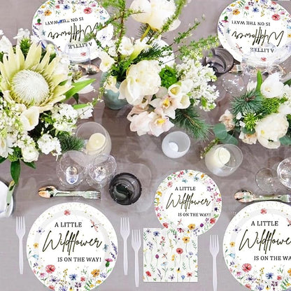 96PCS Wildflower Baby Shower Decorations Little Wildflowers Party Plates - Image 3