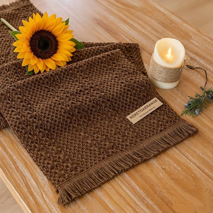 Fall Thanksgiving Boho Macrame Brown Table Runner 13x60 Inch | Woven Burlap by KEKETOARRANGE