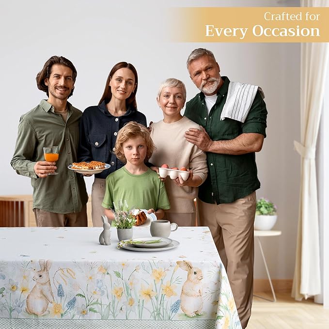 Maison d' Hermine Table Cloth Rectangle Table 100% Cotton 70 x 108 Inches Tablecloth Reusable Decorative for Dining Room Farmhouse Home Valentines Day Decorations Spring Summer - Easter Dew