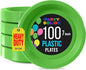 Lime Green Plastic Plates For Party 7" Lime Green Disposable Plates Heavy Duty 100 Pcs Plastic Dinnerware Sets Heavy Duty 350 GSM Disposable Dinnerware Set