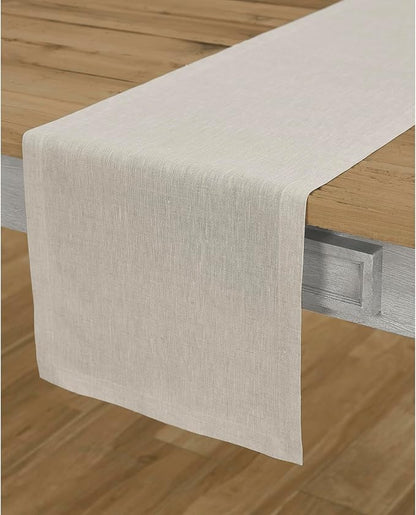 Solino Home 100% Pure Linen Table Runner Natural Long, Athena 14 x 144 in | by SolinoHome