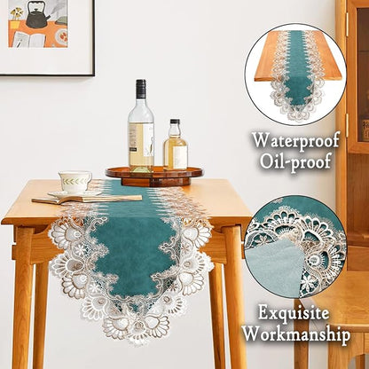 Lace Table Runner, Waterproof Oil-Proof PU Leather Table Runner - Image 2